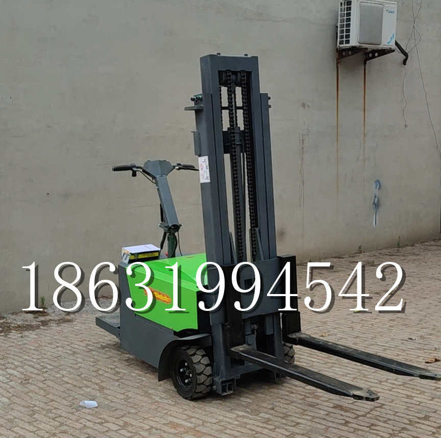 桂林市优程全电动叉车插腿式堆高车液压装卸车1.5吨升高小型站驾式铲车